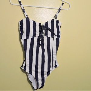 MARILYN MONROE NAVY BLUE & WHITE STRIPE ONE PIECE